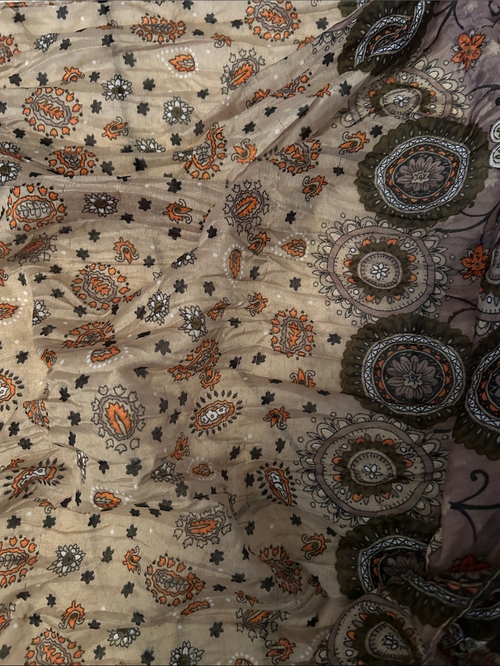 Patterned Fall Shawl/Scarf - Brown - Picture 3 of 6